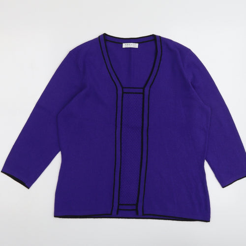 Precis Womens Purple V-Neck Viscose Pullover Jumper Size M