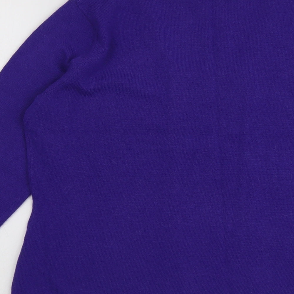 Precis Womens Purple V-Neck Viscose Pullover Jumper Size M