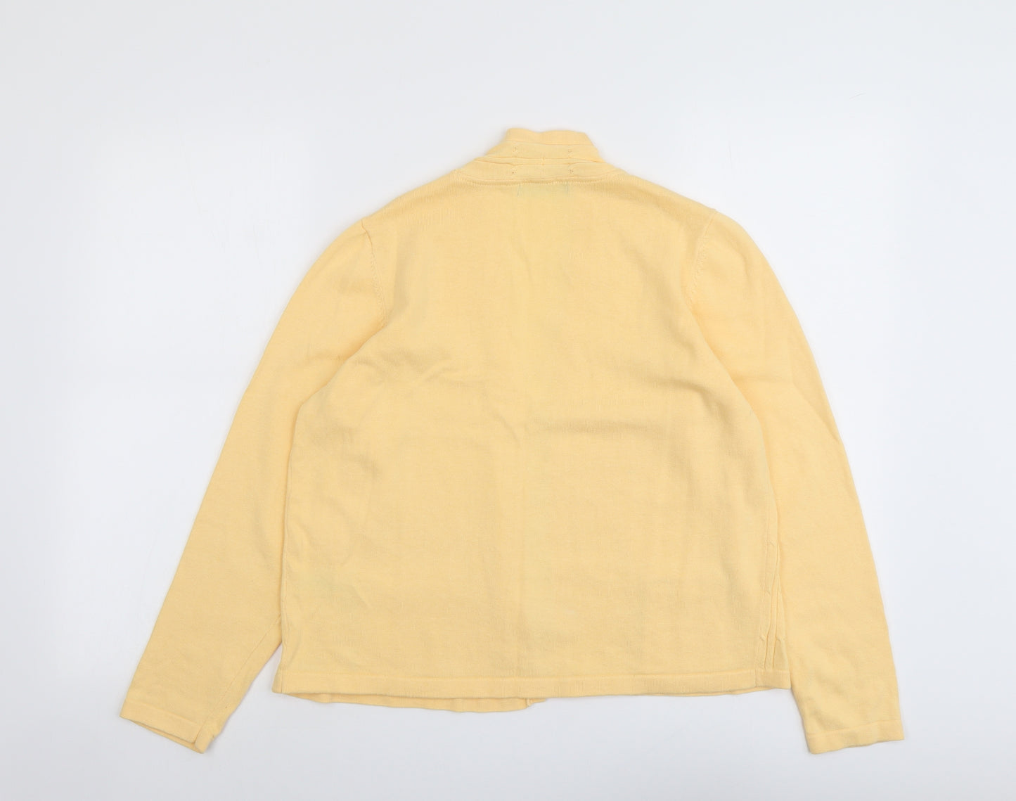 Bonmarché Womens Yellow V-Neck Cotton Cardigan Jumper Size M
