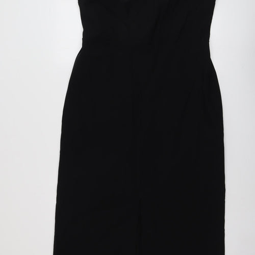 Marks and Spencer Womens Black Viscose A-Line Size 18 Off the Shoulder Zip