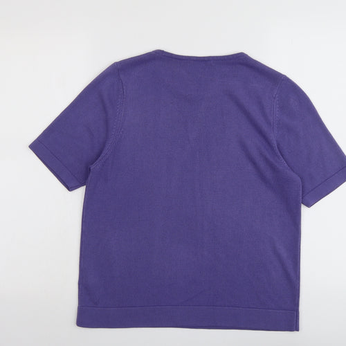 Marks and Spencer Womens Purple Round Neck Acrylic Pullover Jumper Size 12