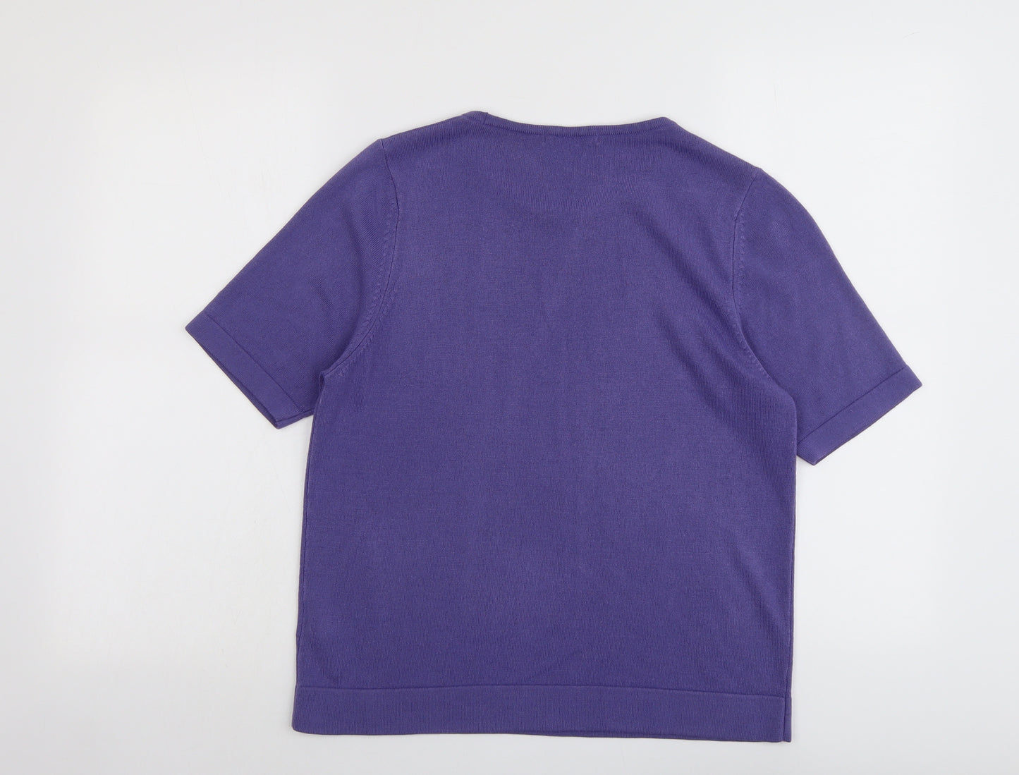 Marks and Spencer Womens Purple Round Neck Acrylic Pullover Jumper Size 12