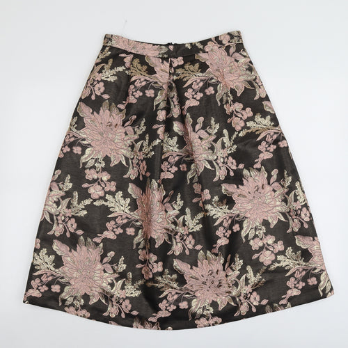 Miss Selfridge Womens Multicoloured Floral Polyester A-Line Skirt Size 10 Zip