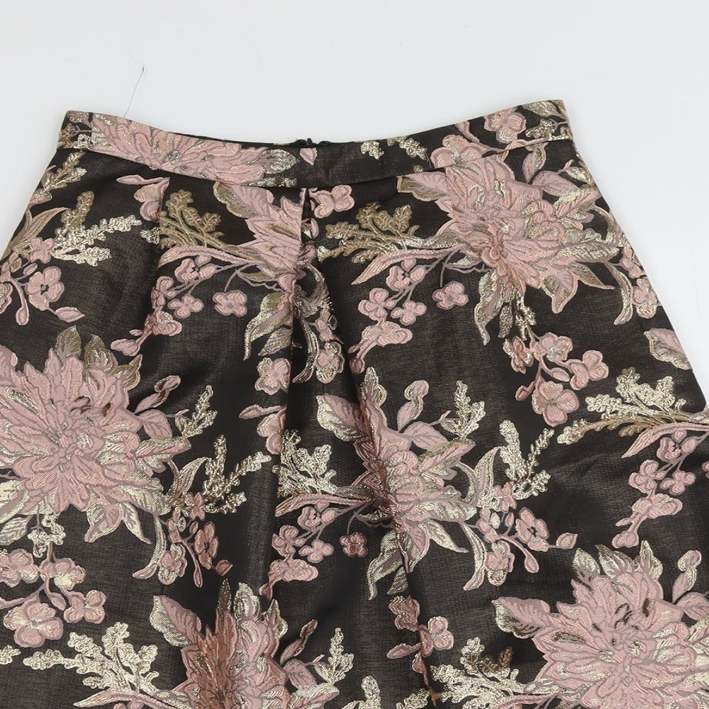 Miss Selfridge Womens Multicoloured Floral Polyester A-Line Skirt Size 10 Zip