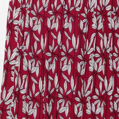 White Stuff Womens Pink Geometric Viscose Peasant Skirt Size 14 - Leaf Pattern