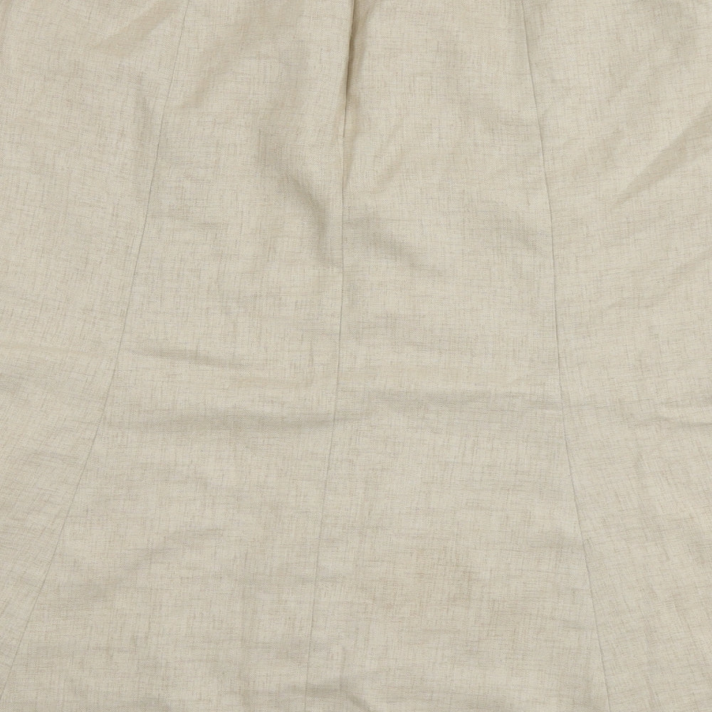 Jacques Vert Womens Beige Polyester A-Line Skirt Size 16 Zip
