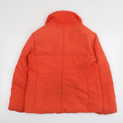 Belfe Womens Orange Puffer Jacket Jacket Size 10 Zip