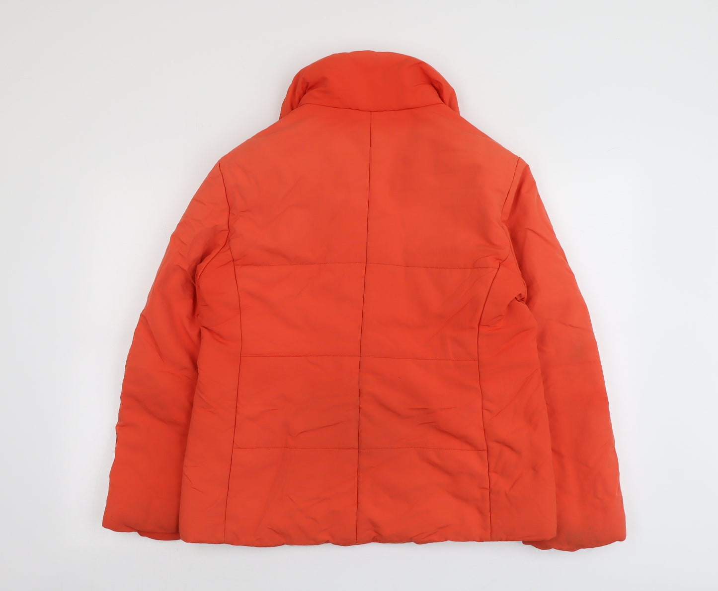 Belfe Womens Orange Puffer Jacket Jacket Size 10 Zip