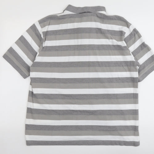 Slazenger Mens Grey Striped Cotton Polo Size XL Collared Button