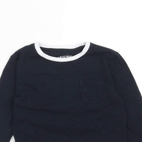 Marks and Spencer Boys Blue Cotton Basic T-Shirt Size 6-7 Years Round Neck Pullover