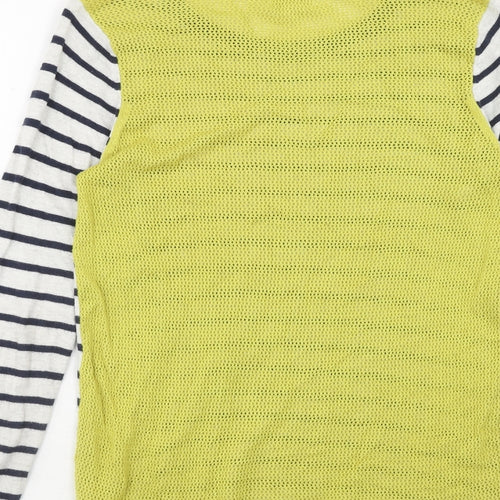 Linea Womens Multicoloured Round Neck Striped Nylon Pullover Jumper Size S