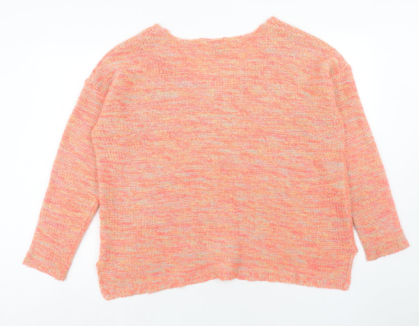 H&M Womens Pink V-Neck Acrylic Pullover Jumper Size L