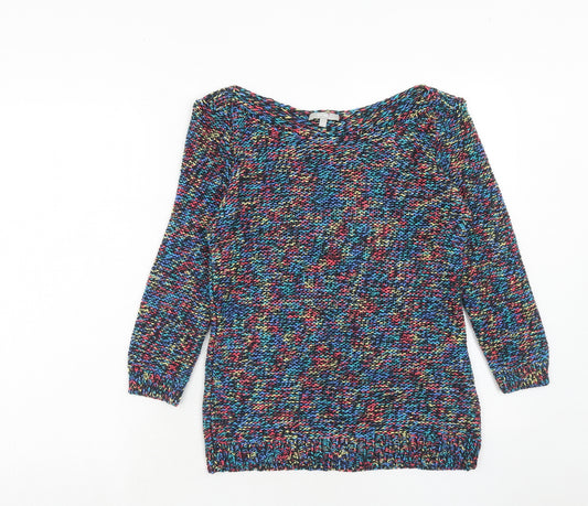 Per Una Womens Multicoloured Boat Neck Acrylic Pullover Jumper Size 12
