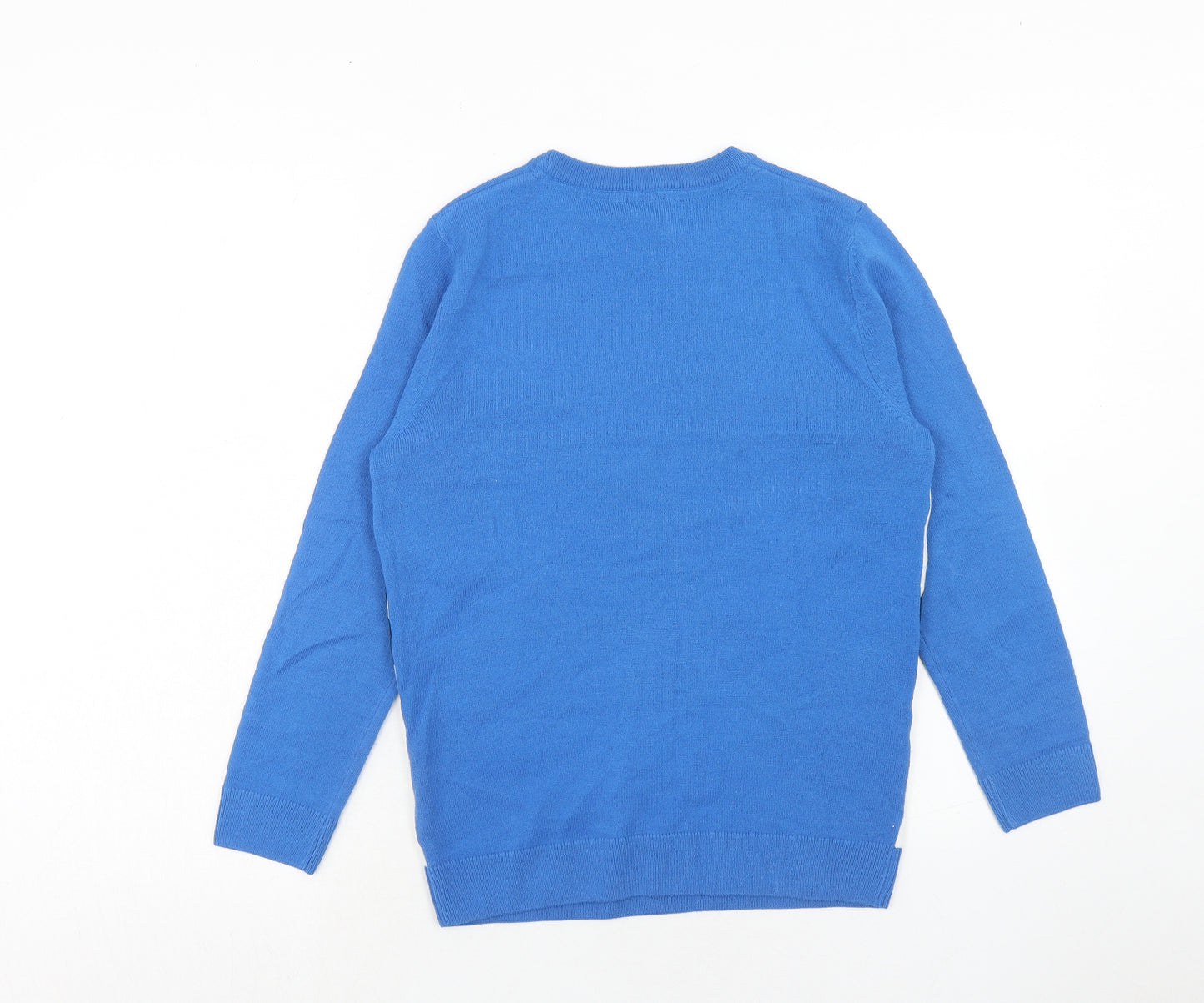 Marks and Spencer Boys Blue Round Neck Acrylic Pullover Jumper Size 12-13 Years Pullover - Penguin Skiing
