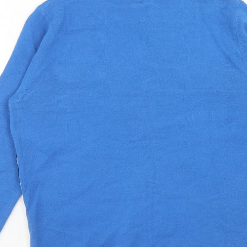 Marks and Spencer Boys Blue Round Neck Acrylic Pullover Jumper Size 12-13 Years Pullover - Penguin Skiing