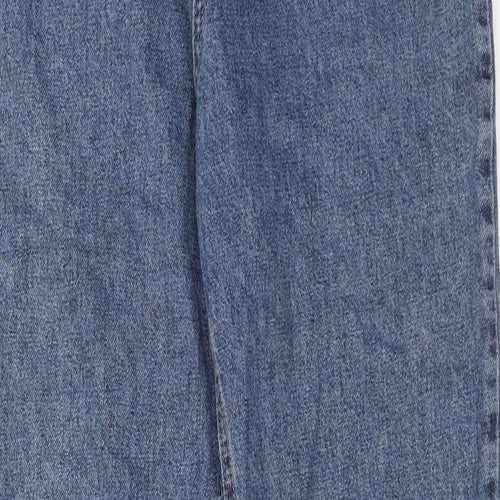 NA-KD Womens Blue Cotton Straight Jeans Size 8 Regular Zip
