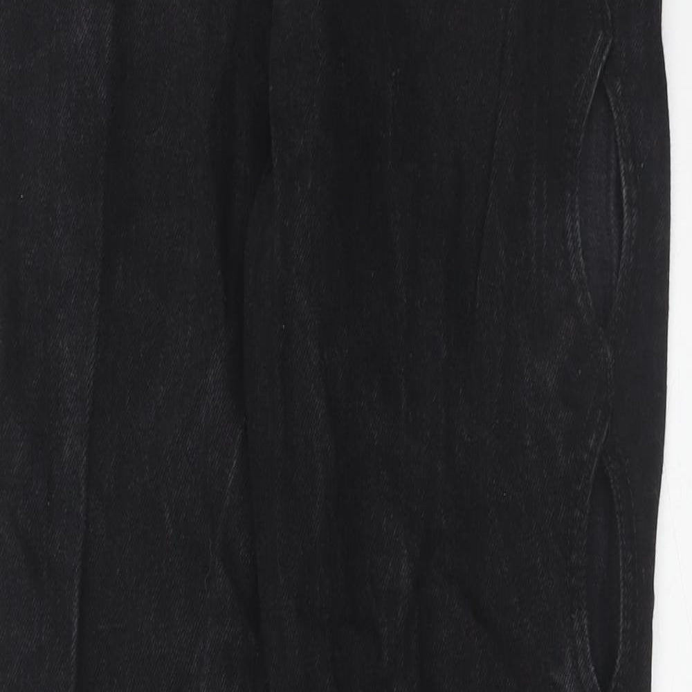 Zara Womens Black Cotton Straight Jeans Size 10 Regular Zip