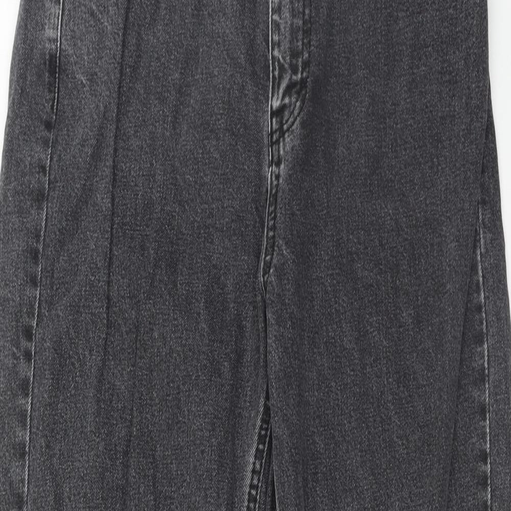 Pull&Bear Womens Grey Cotton Mom Jeans Size 8 Regular Zip