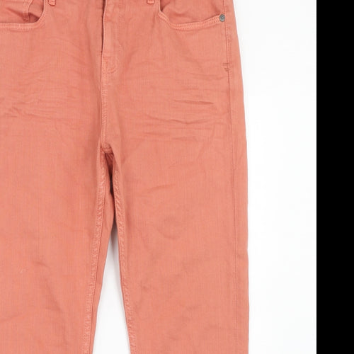 Fat Face Womens Pink Cotton Straight Jeans Size 14 Regular Zip