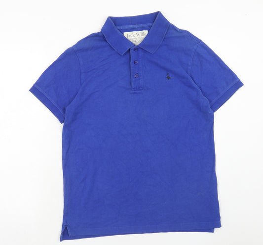 Jack Wills Mens Blue Cotton Polo Size L Collared Button