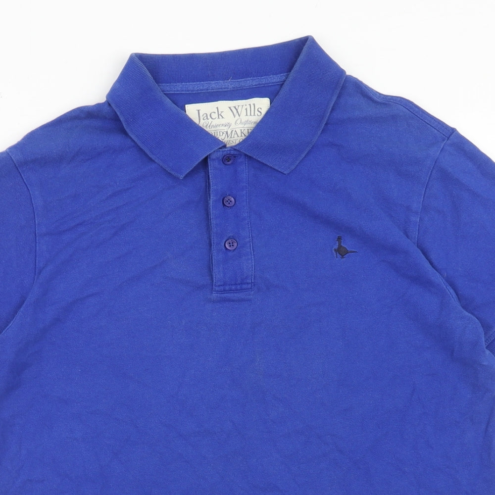 Jack Wills Mens Blue Cotton Polo Size L Collared Button