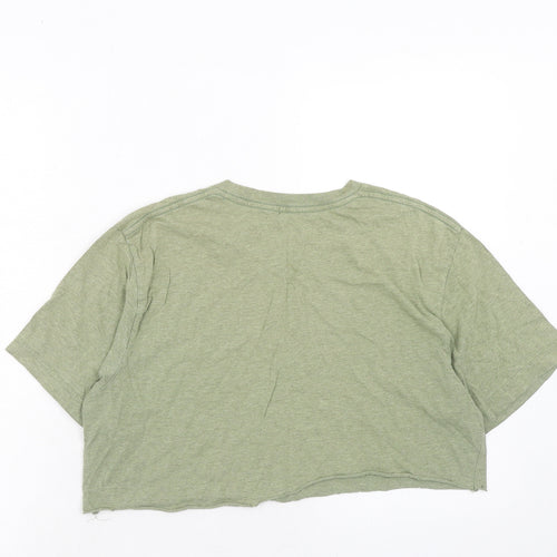 Old Navy Womens Green Cotton Cropped T-Shirt Size L Round Neck - Motorcycle