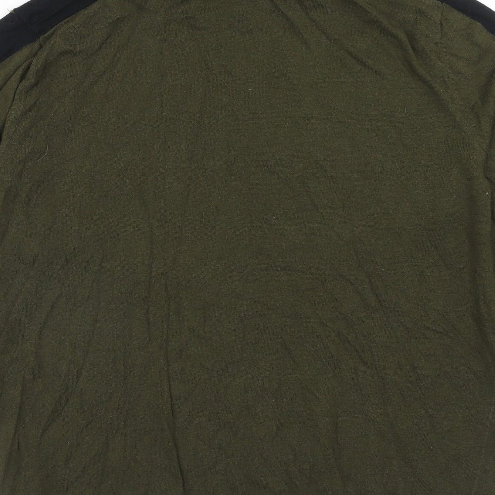 Ted Baker Mens Green High Neck Cupro Pullover Jumper Size XL Long Sleeve