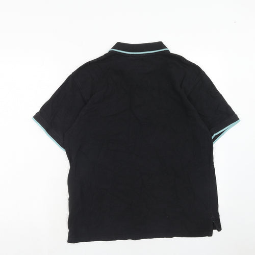 Pierre Cardin Mens Black Cotton Polo Size L Collared Button