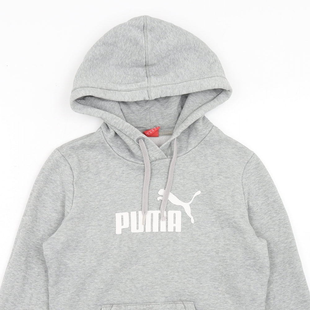 PUMA Womens Grey Cotton Pullover Hoodie Size 10 Pullover