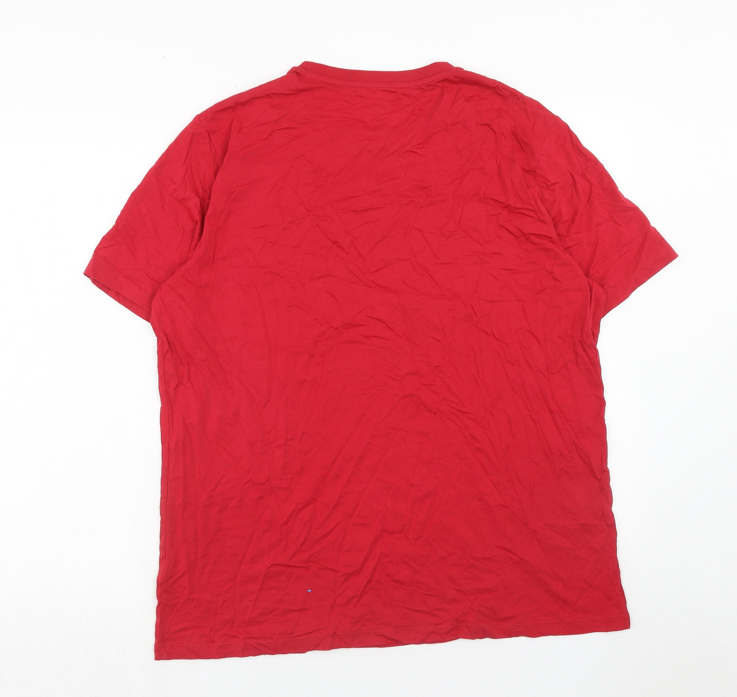 Marks and Spencer Mens Red Cotton T-Shirt Size XL Round Neck - Father Christmas