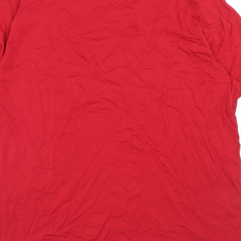Marks and Spencer Mens Red Cotton T-Shirt Size XL Round Neck - Father Christmas