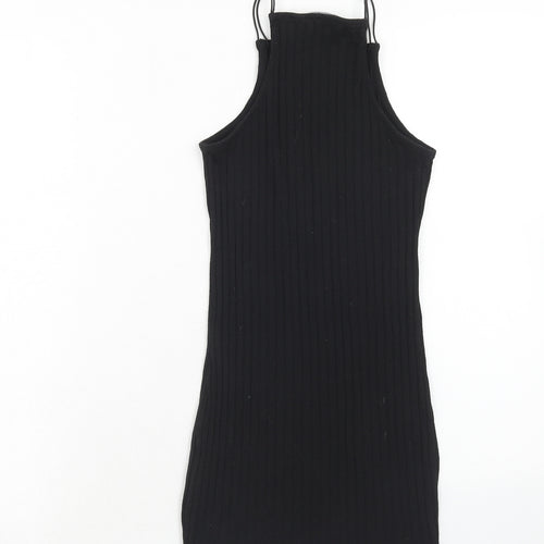 New Look Girls Black Polyester Tank Dress Size 9 Years Square Neck Pullover