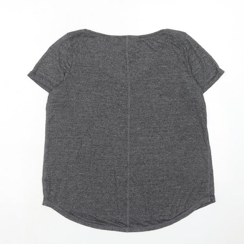 NEXT Womens Grey Polyester Basic T-Shirt Size 14 Scoop Neck