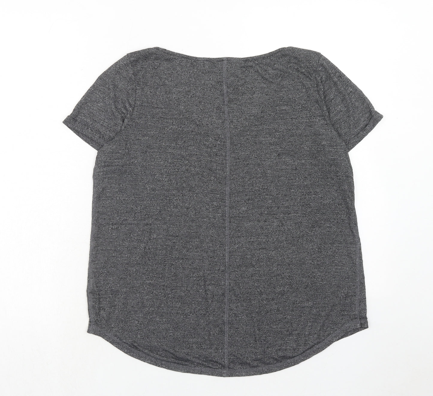 NEXT Womens Grey Polyester Basic T-Shirt Size 14 Scoop Neck