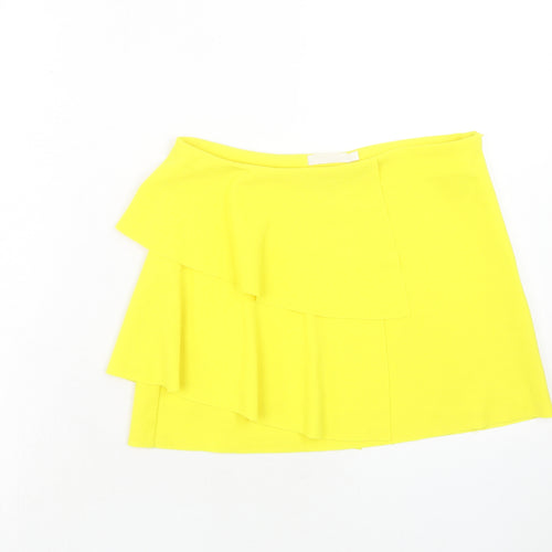 Vero & Lucy Womens Yellow Polyester Mini Skirt Size M Zip