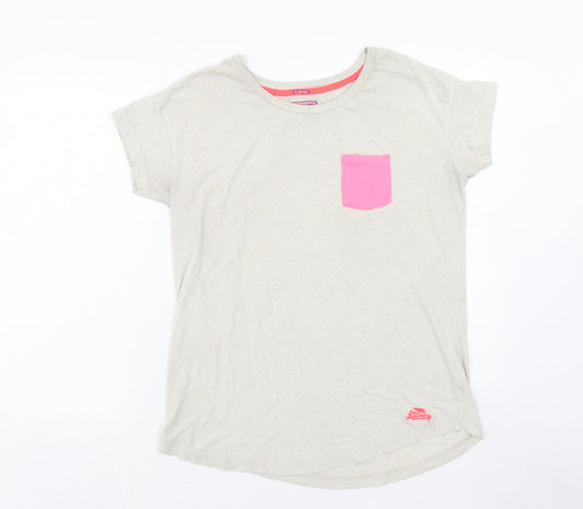 Superdry Womens Beige Cotton Basic T-Shirt Size L Crew Neck - Logo