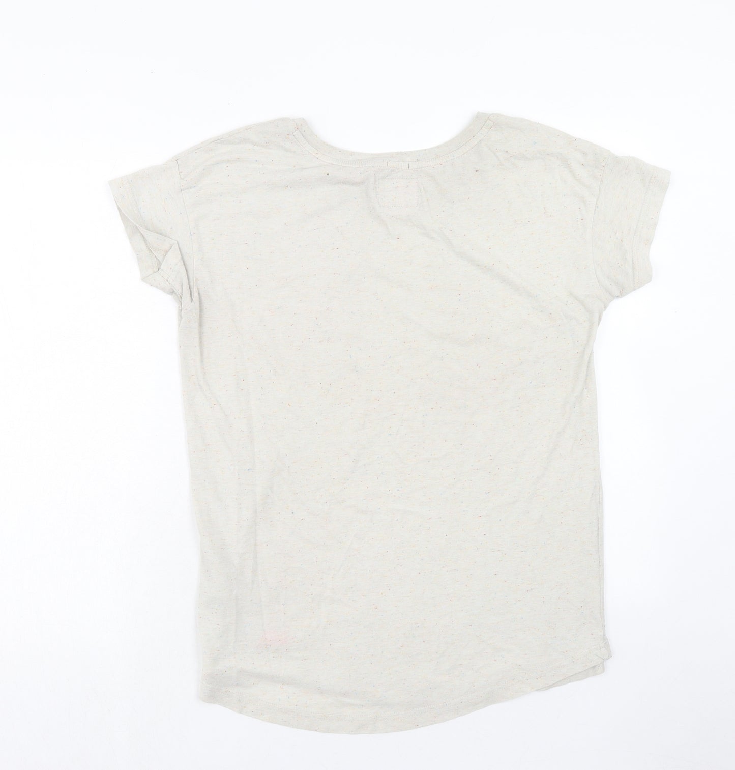 Superdry Womens Beige Cotton Basic T-Shirt Size L Crew Neck - Logo