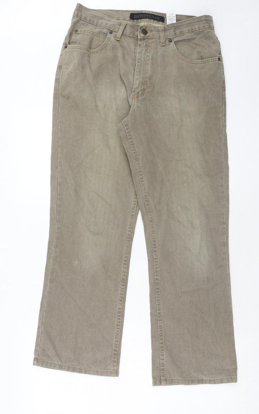 Topman Mens Brown Cotton Bootcut Jeans Size 32 in Regular Zip - Short Leg
