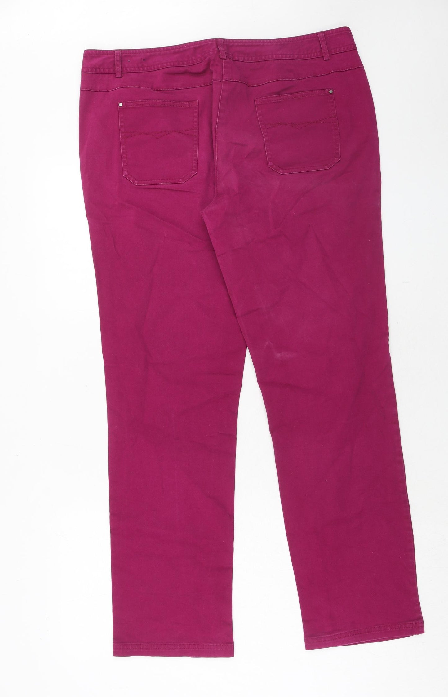 Laura Ashley Womens Purple Cotton Straight Jeans Size 16 Regular Zip