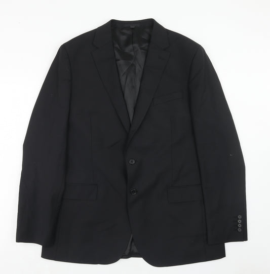Marks and Spencer# Mens Black Wool Jacket Suit Jacket Size 46 Regular