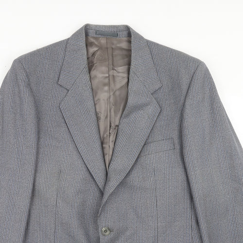 Magee Mens Grey Striped Wool Jacket Suit Jacket Size 40 Regular