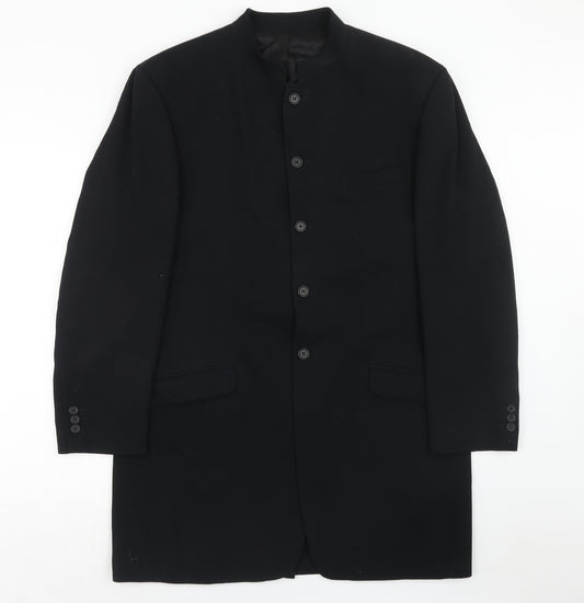 Ciro Citterio Mens Black Overcoat Coat Size L Button