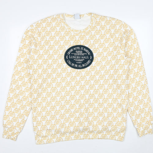 Zara Mens Yellow Geometric Cotton Pullover Sweatshirt Size L - Grand Hotel St. Bureau