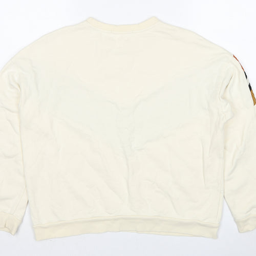 Mango Womens Ivory Cotton Pullover Sweatshirt Size M Pullover