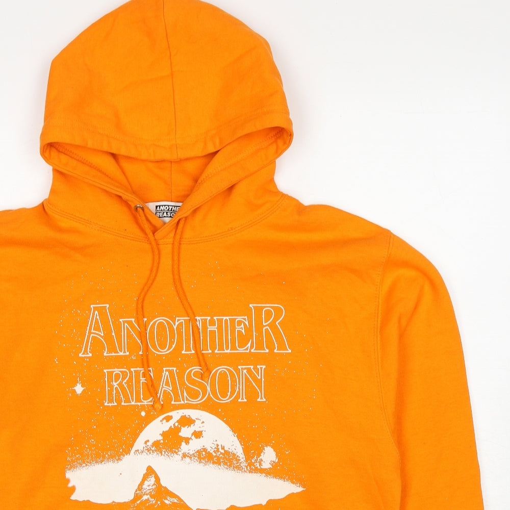 Another Reason Mens Orange Polyester Pullover Hoodie Size M