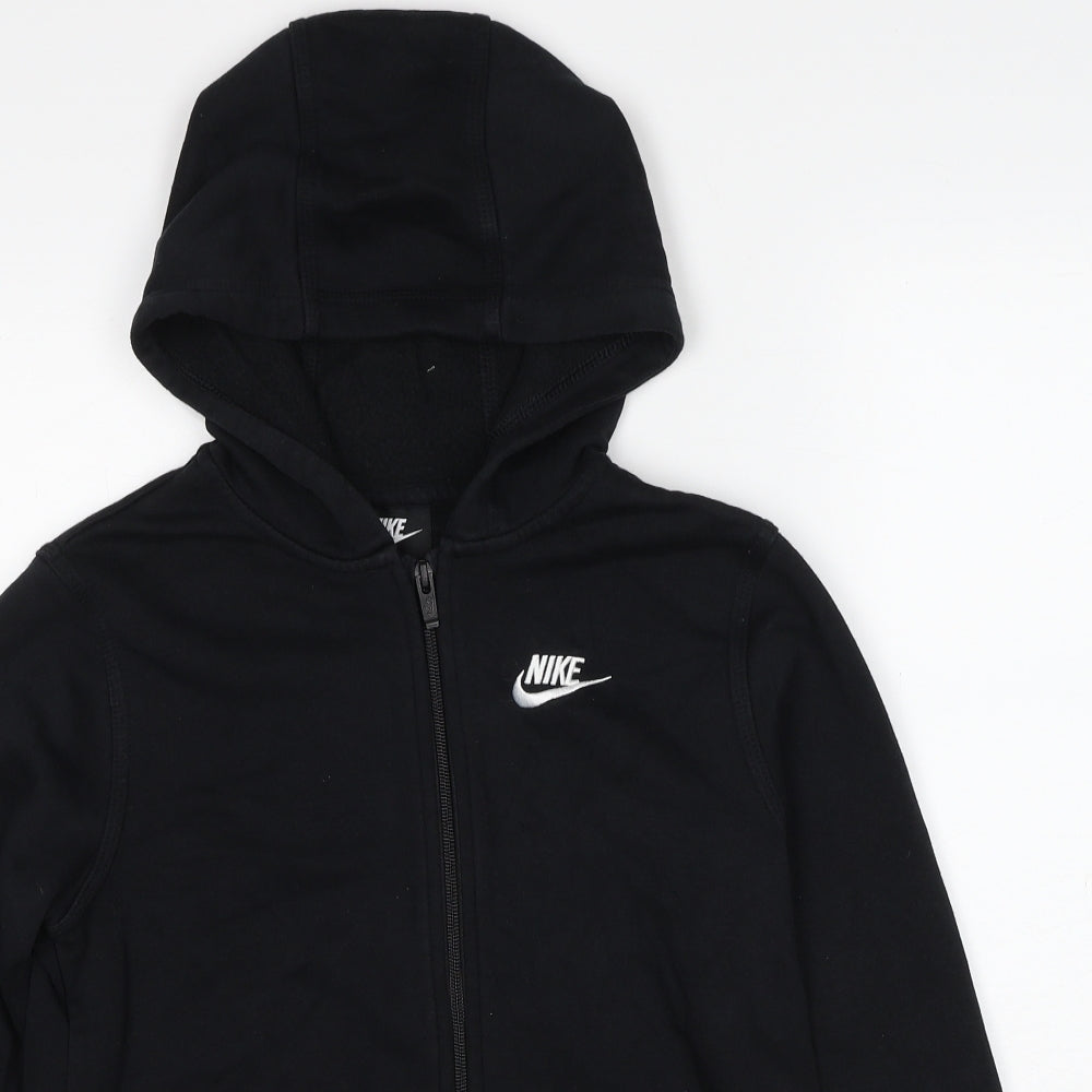 Nike Boys Black Cotton Full Zip Hoodie Size 11-12 Years Pullover - Age 11-13 Years