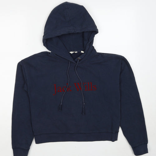 Jack Wills Womens Blue Cotton Pullover Hoodie Size 8 Pullover