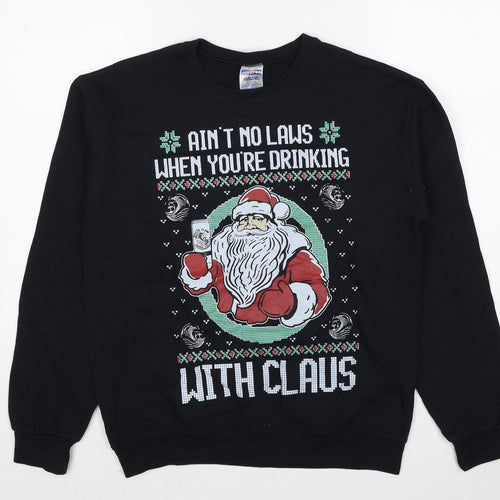 Jeerzees Mens Black Cotton Pullover Sweatshirt Size S - Ain't No Laws When You're Drinking With Claus