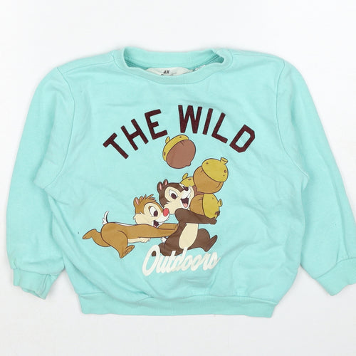 H&M Girls Blue Cotton Pullover Sweatshirt Size 2-3 Years Pullover - Age 2-4 Years The Wild Outdoors