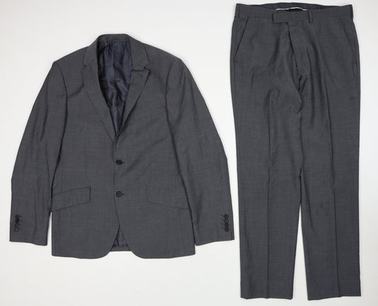 Marks and Spencer Mens Grey Wool 2 Piece Suit Size 38 Regular